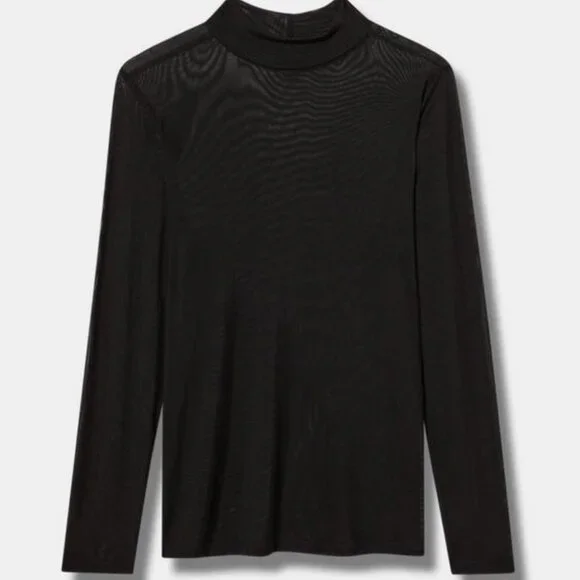 Torrid - Mesh Mock Neck Long Sleeve Top - Picture 4 of 7